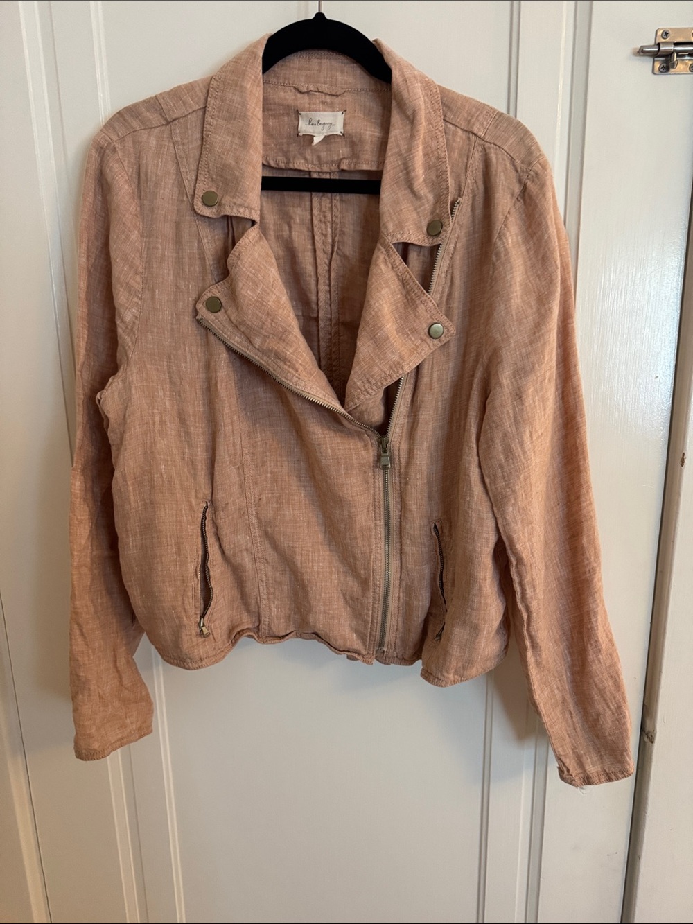 Lou & Grey Blush Pink Linen Moto Jacket - Picture 4 of 8